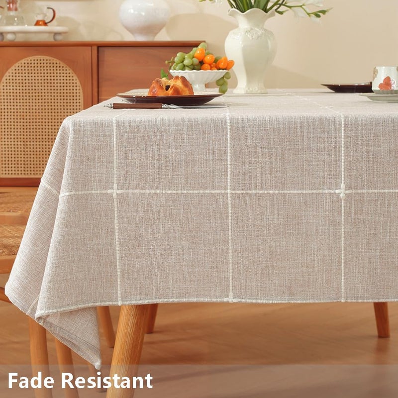 TruDelve Extra Long Tablecloth 120 Inch Cloth Tablecloths Gray Table Cover for 8 Foot Tables Farmhouse Washable Tablecloth(Linen,120"x52",Rectangular) - Image 4